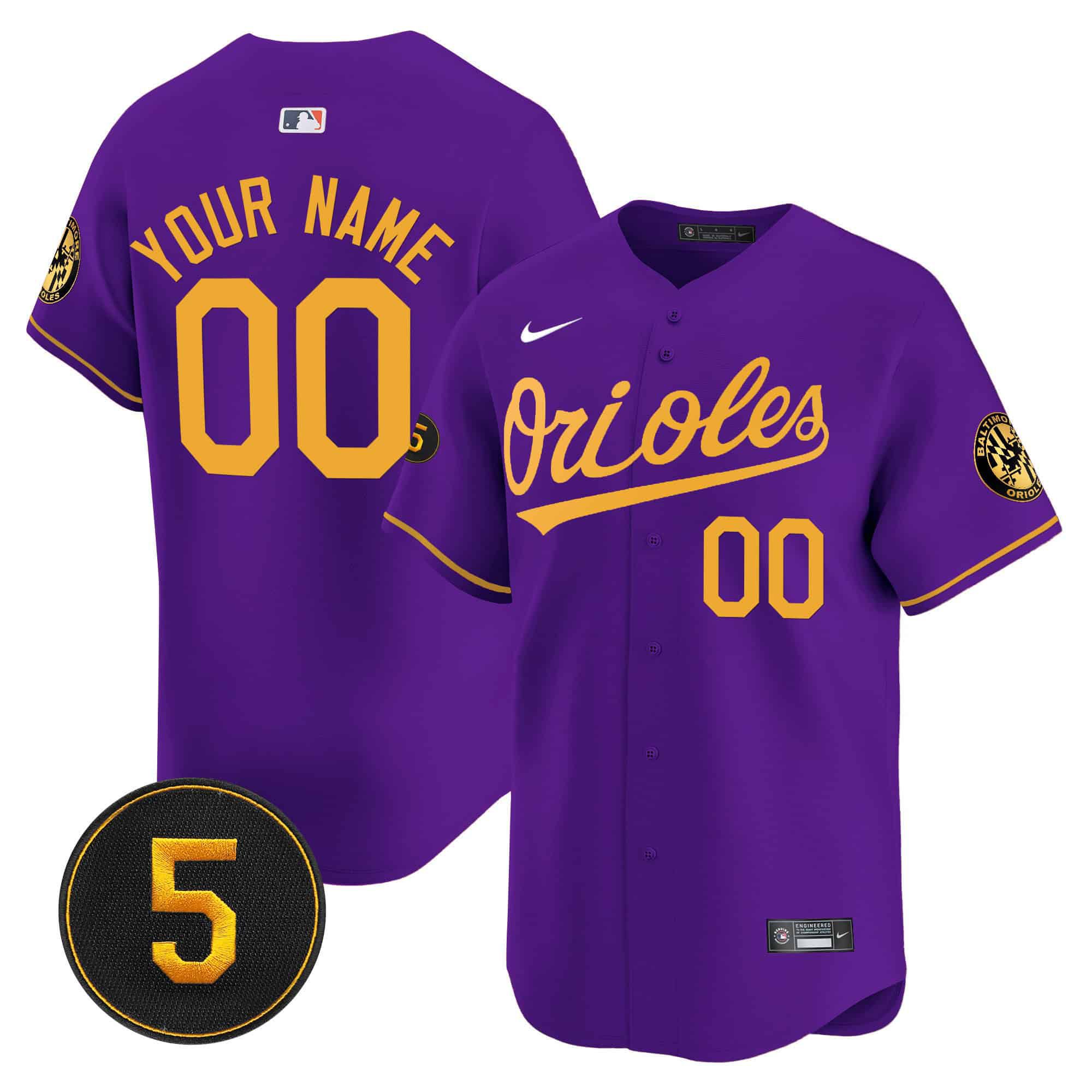 Men Baltimore Orioles Purple 2024 Nike Robinson Patch Vapor Premier Limited Custom MLB Jersey->customized mlb jersey->Custom Jersey